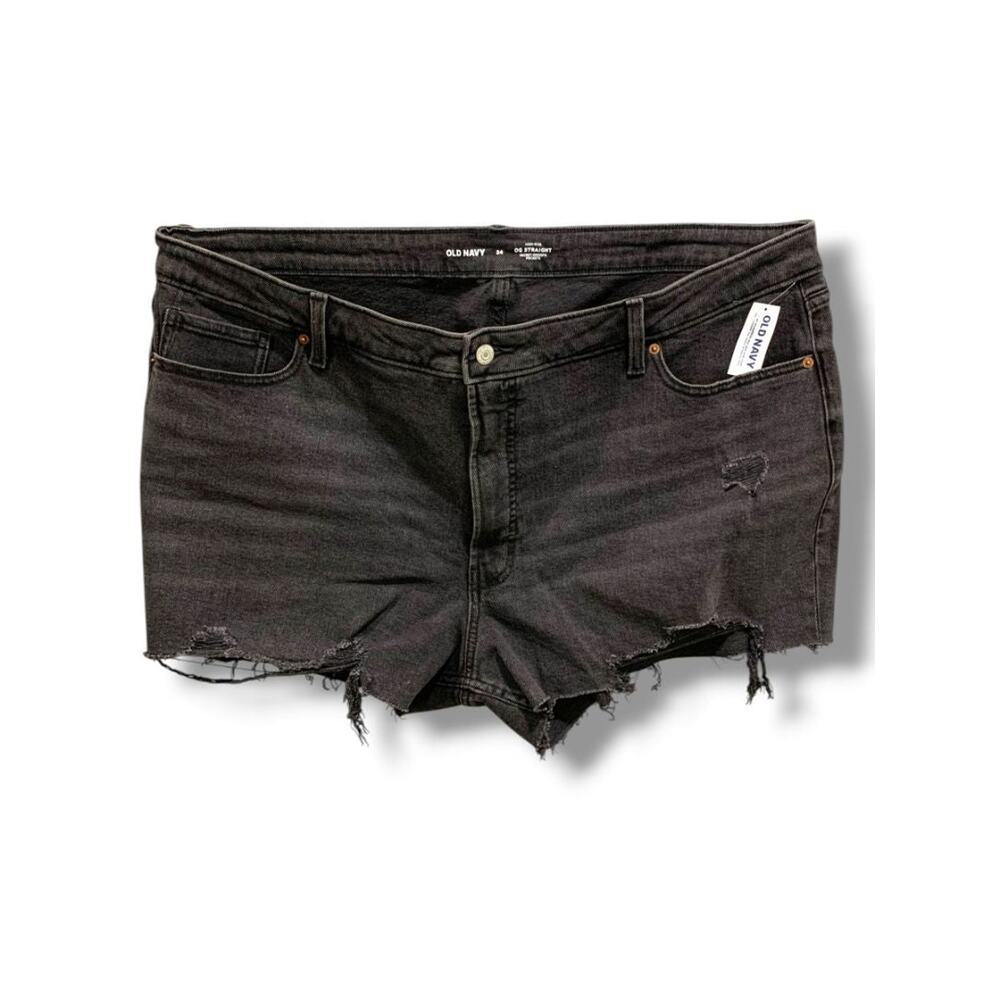 Size 24 Old Navy Plus Size Womens New Black Jean Shorts High-Rise O.G. Straight